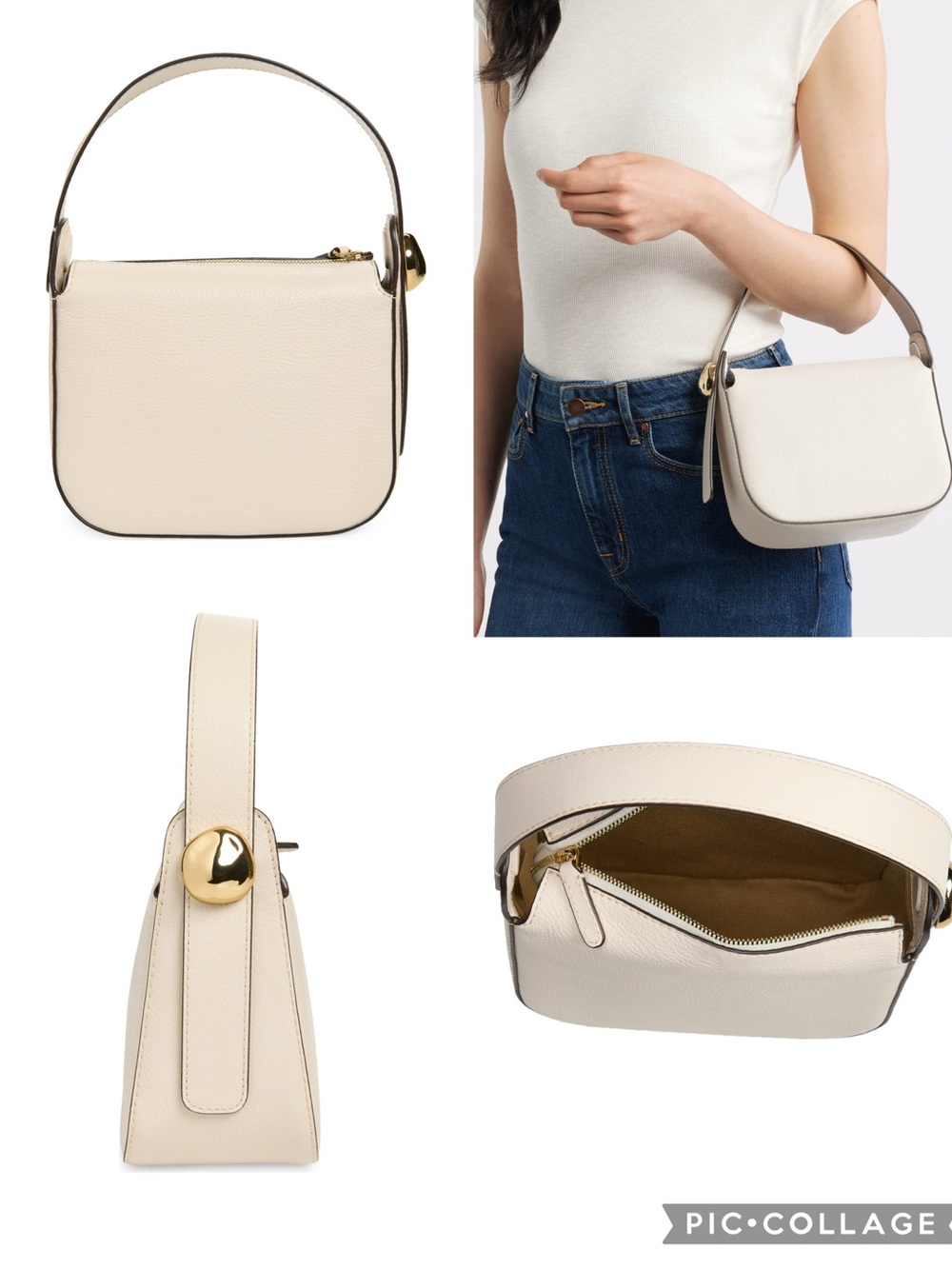 Madewell Sculpted Metal Wristlet Hand Bag Cream